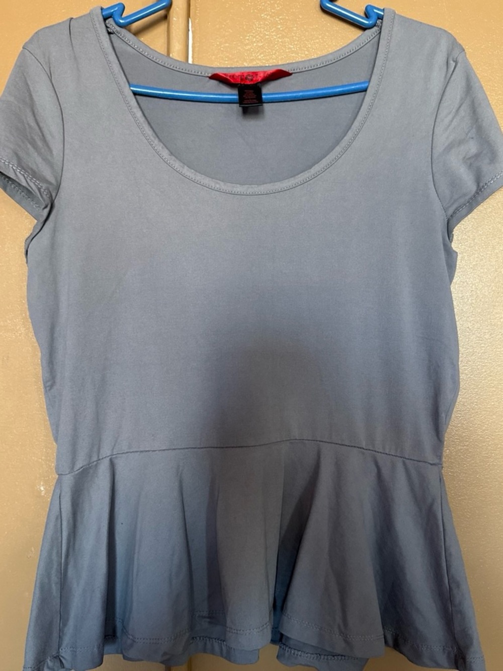 Hot Kiss Scoop Neck Peplum Top in Light Blue